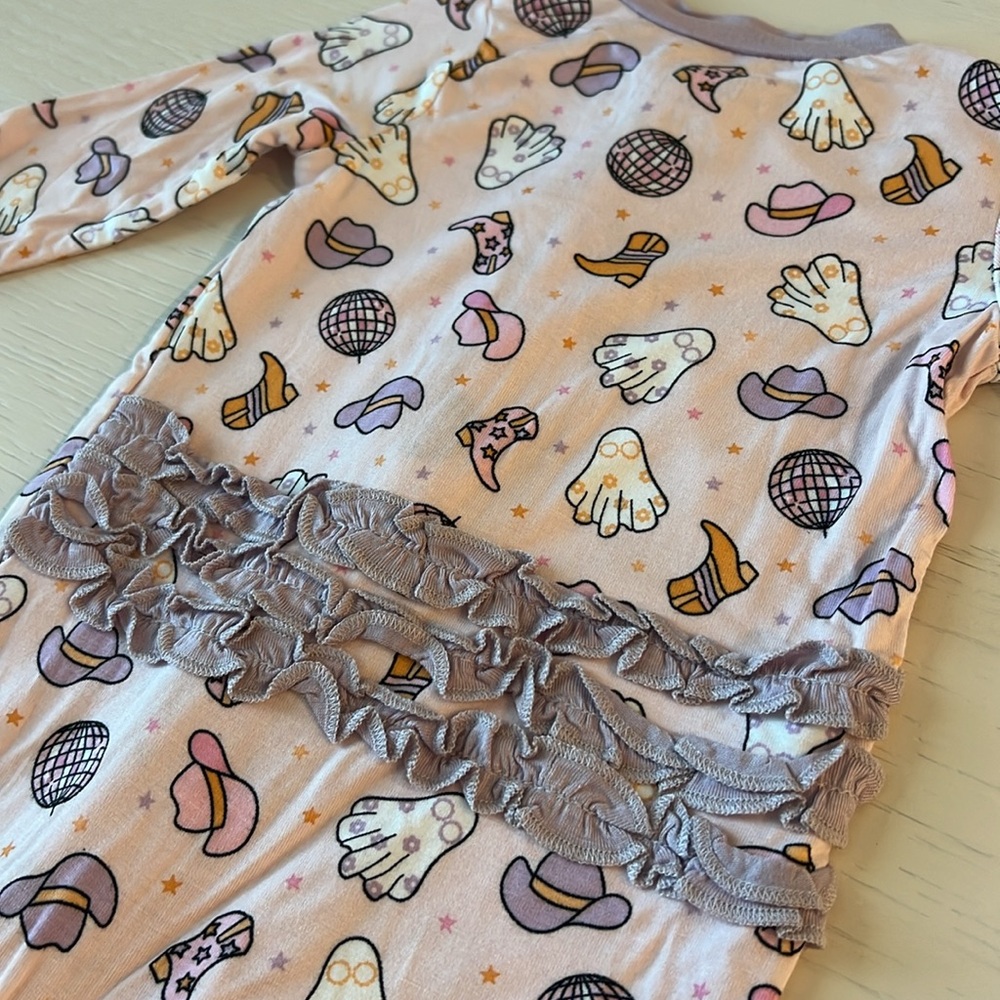 🎃 Milkberry Baby Girl Bamboo Ruffle Footie Headband Cowgirl 0-3 3-6 6-9 months - Picture 6 of 6
